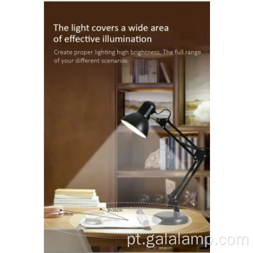 Lâmpada de mesa ajustável para aprendizagem com braço oscilante